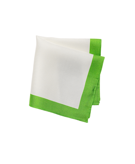 Fehér-zöld színű selyem díszzsebkendő