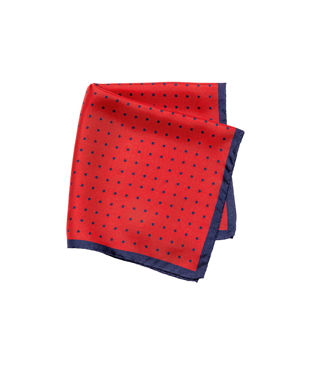 Piros alapon pöttyös selyem díszzsebkendő