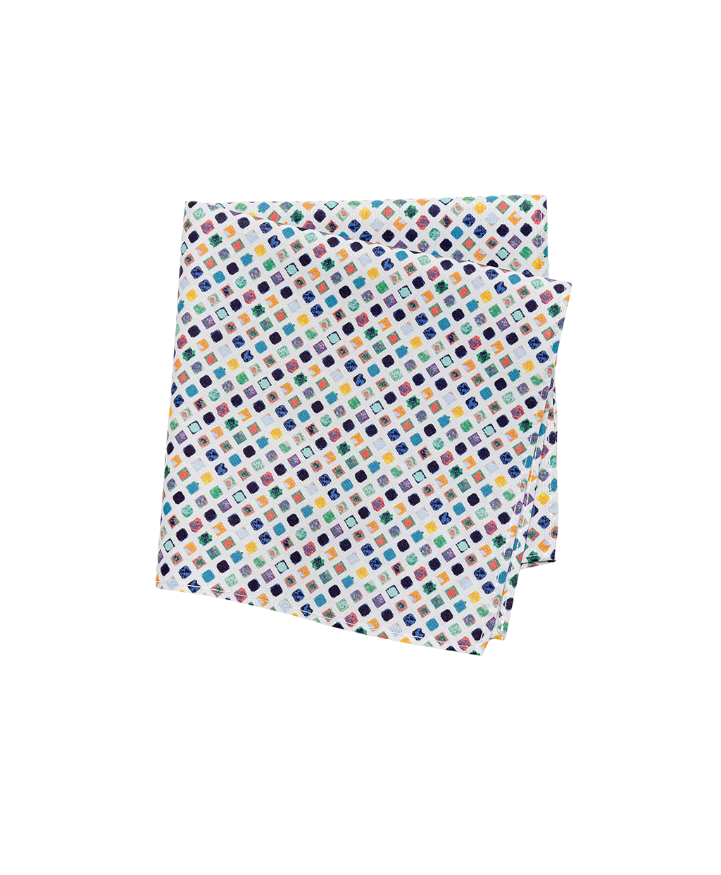 Színes négyzet mintás pamut díszzsebkendő